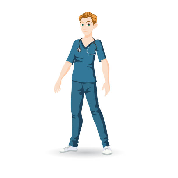 doctor_2 - male nurse male healthcare and medicine technician stock illustrations