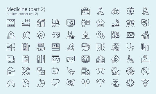Medical icons for web, mobile app, presentation and other. Was created with grids for pixel perfect.