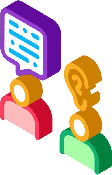 Vector illustration of Speak And Listen isometric icon vector illustration