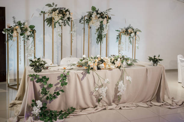istock wedding table decor in a flower restaurant 1241154524