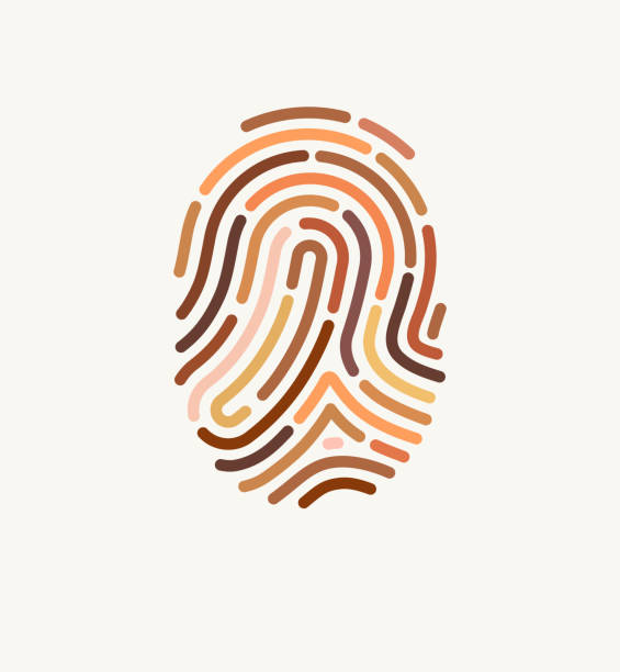 odcisk palca o wielu różnych odcieniach skóry. ilustracja dla różnorodności i jedności. - fingerprint stock illustrations