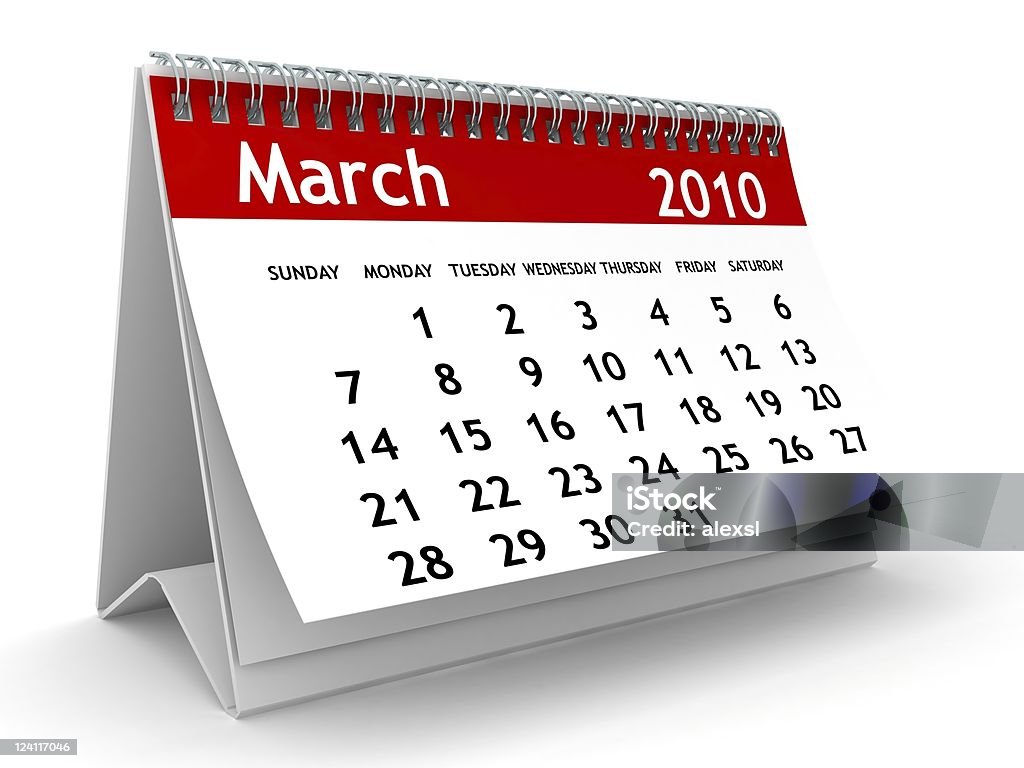 Mars 2010-calendrier series - Photo de 2010 libre de droits