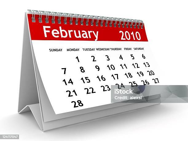 Febbraio 2010calendario Serie - Fotografie stock e altre immagini di 2010 - 2010, Calendario, Composizione orizzontale
