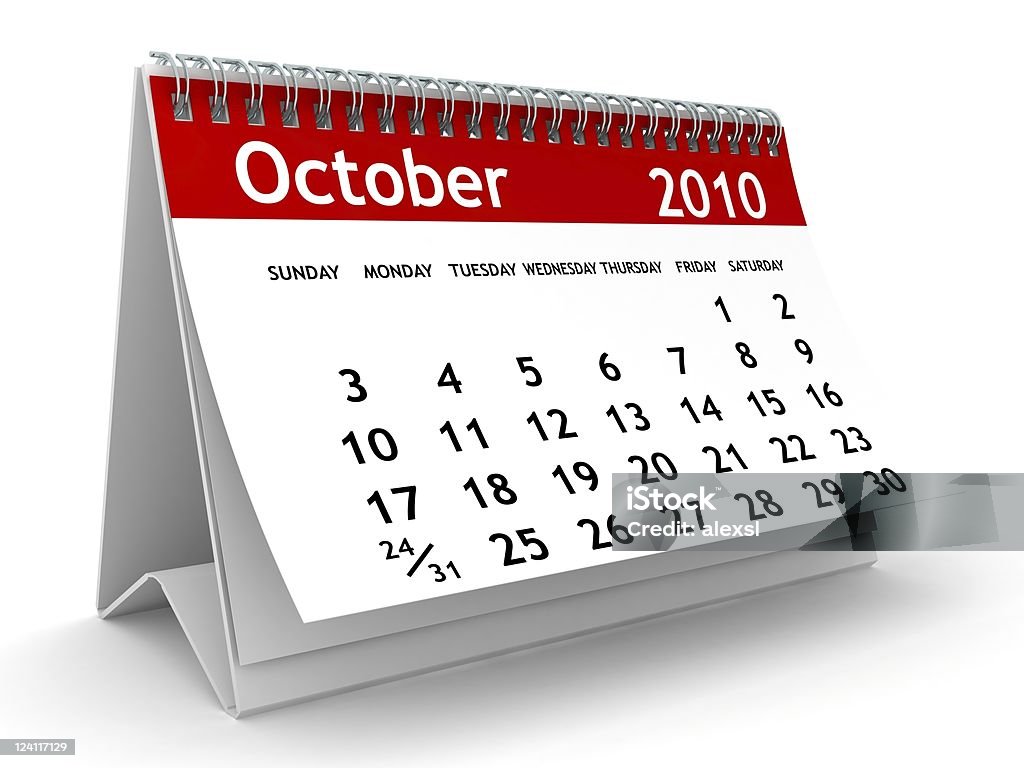 Série de calendário Outubro de 2010 - Royalty-free 2010 Foto de stock