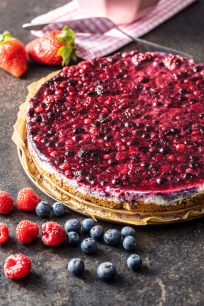 istock Sweet berry cake. Pie with blueberries and raspberries. 1241200309