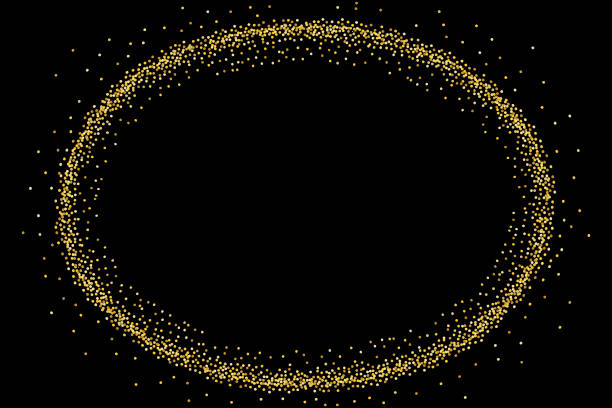 istock Glitter oval frame. Vector illustration of luxurious golden wallpaper on a black background. Stock template. 1241232809