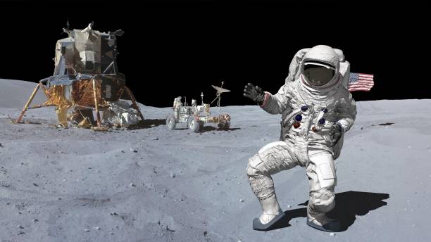 3D rendering. Dancing of Astronaut on the moon.. CG Animation. Elements of this image furnished by NASA. 3D rendering. Dancing of Astronaut on the moon.. CG Animation. Elements of this image furnished by NASA. https://www.hq.nasa.gov/office/pao/History/alsj/a16/AS16-107-17436.jpg apollo 11 stock pictures, royalty-free photos & images