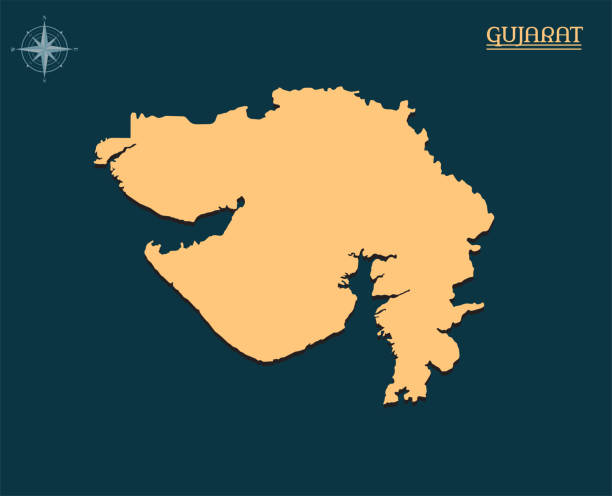 современная карта gujarat , индия государственной карте gujarat , индийская государственная инфографика - national flag flag planet symbol stock illustrations