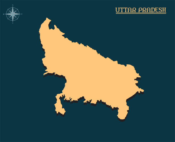 современная карта uttar pradesh , индия государственной карте uttar pradesh , индийская государственная инфог�рафика - national flag flag planet symbol stock illustrations