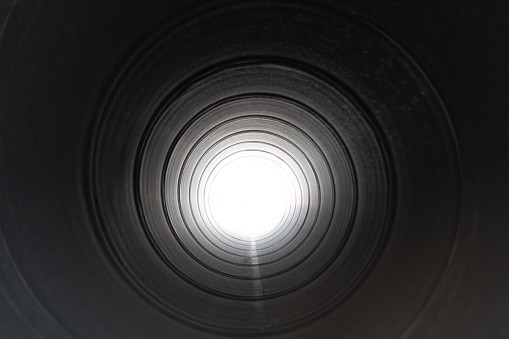 View inside metal pipe