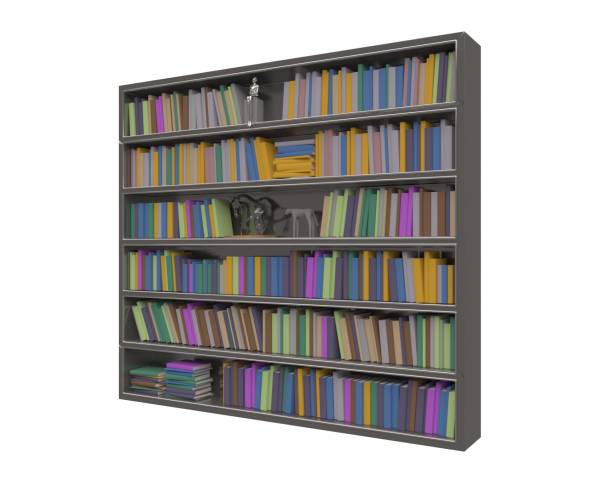 istock Bookcase bookshelves isolated on white 3d illustration 1241284457