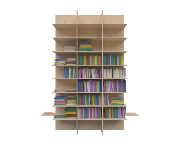istock Bookcase bookshelves isolated on white 3d illustration 1241284969
