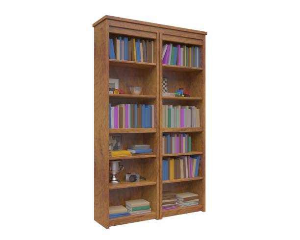 istock Bookcase bookshelves isolated on white 3d illustration 1241284980