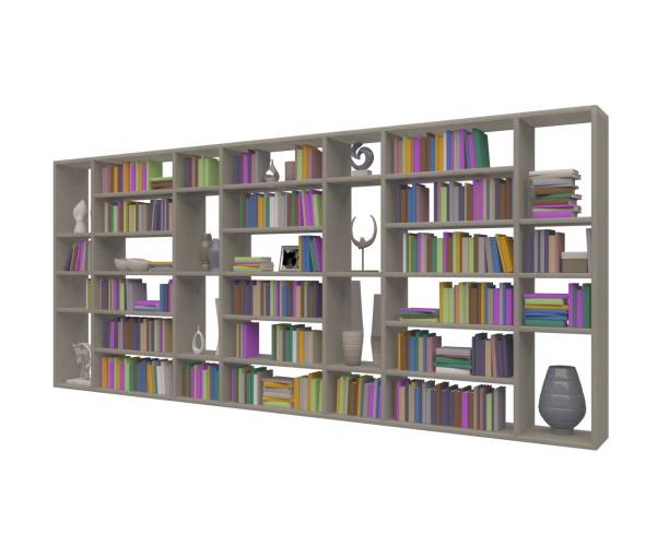 istock Bookcase bookshelves isolated on white 3d illustration 1241284984