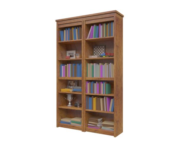 istock Bookcase bookshelves isolated on white 3d illustration 1241285509