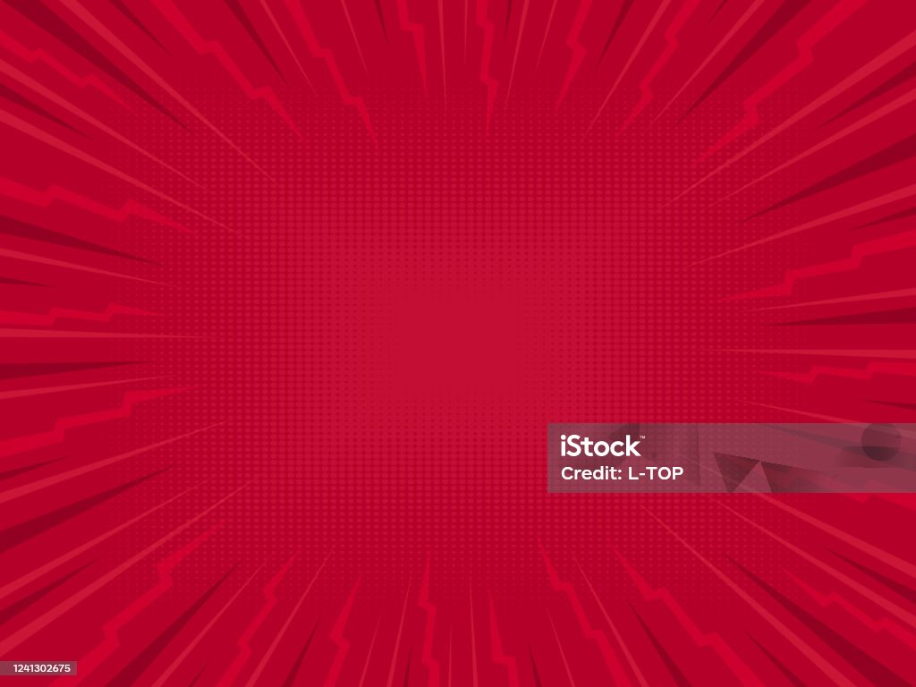 Red Rays Comic Red Abstract Rays Background Vector Illustration In Retro Comic Style ...
