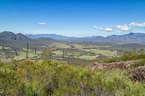 A view of a valley and the mountain range in Southeast Queensland, Australia