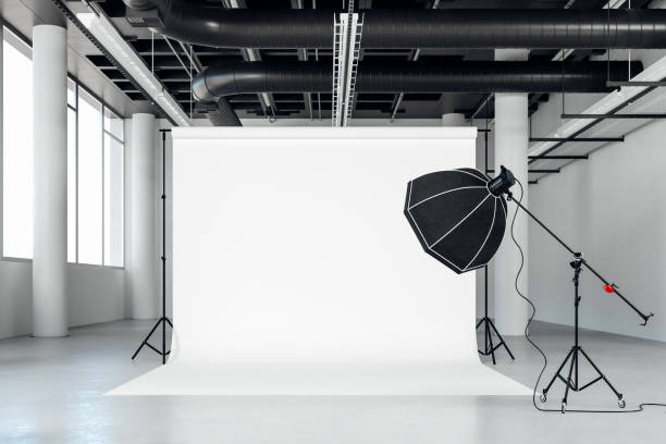 istock 3d image of clean big space photo studio 1241340626