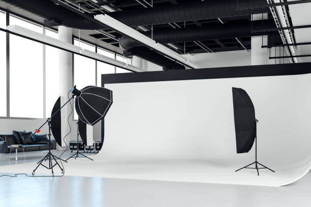 istock 3d image of clean big space photo studio 1241341098