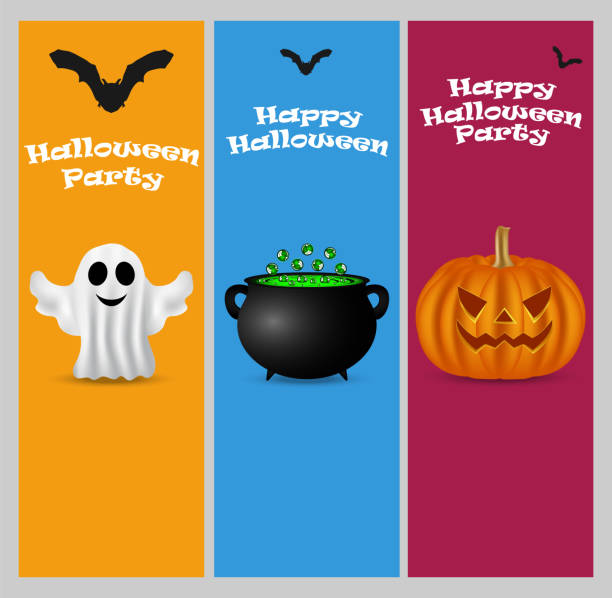 приглашение на вечеринку в честь хэллоуина - kitchen utensil gourd pumpkin magical equipment stock illustrations