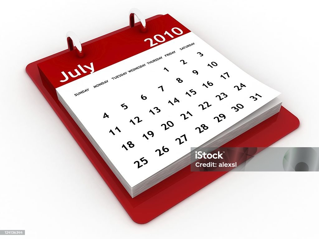 Luglio 2010-Calendario serie - Foto stock royalty-free di 2010