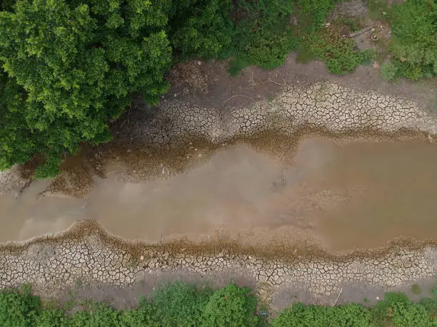 Photo of High angle view of a river that is dry, lacking water,Aerial view