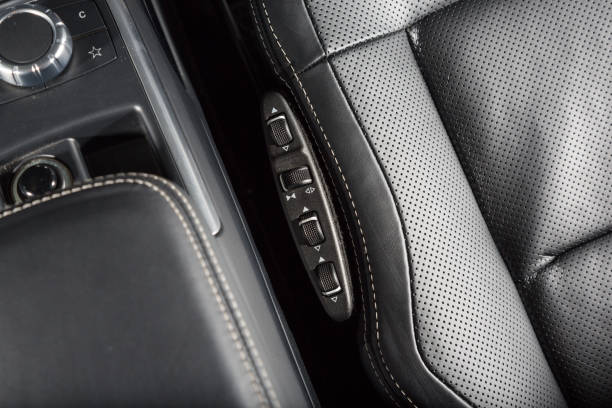 istock Close up of leather car seat control panel 1241390287