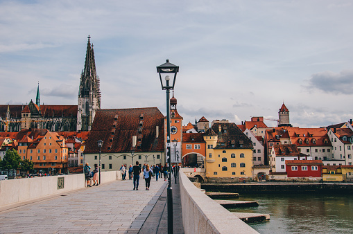 View from the Bridge in Regensburg´s Old Town\nRegensburg, Germany. July, 12, 2019