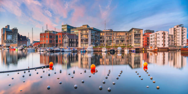 Colourful sunset by the water