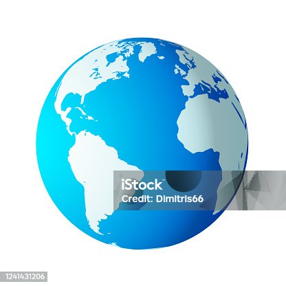 istock Simple earth globe with Americas, Europe and Africa visible. 1241431206
