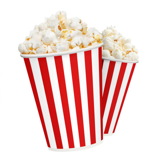 istock Paper cups with popcorn on white 1241439589