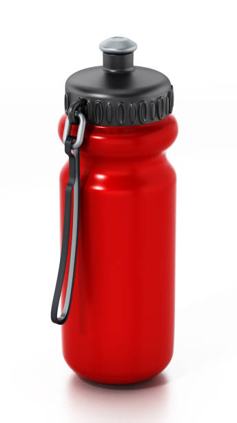 Red bicycle water bottle isolated on white