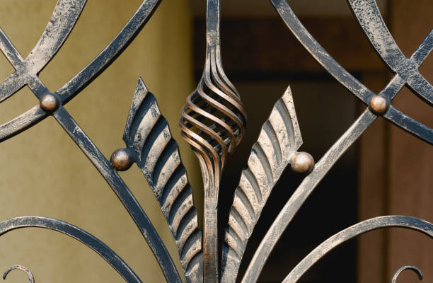 istock metal forged elements of the fence. decorating 1241461502