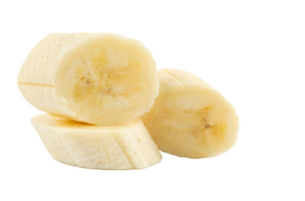 istock Sliced banana on white background 1241468564