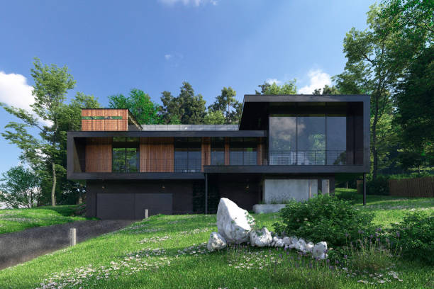 istock Render building exterior in the outdoor 3d illustration 1241475408