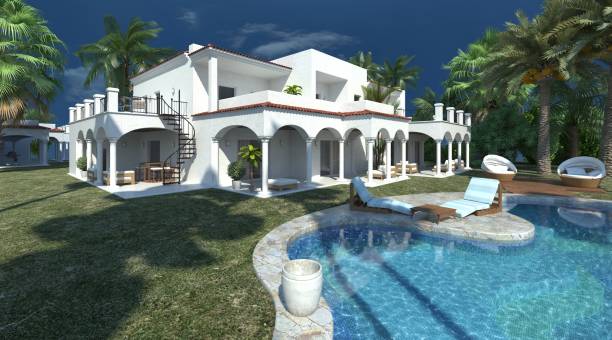 istock Render building exterior in the outdoor 3d illustration 1241476480