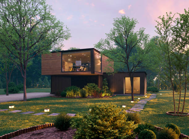 istock Render building exterior in the outdoor 3d illustration 1241476482