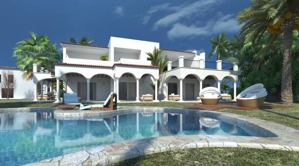 istock Render building exterior in the outdoor 3d illustration 1241476500