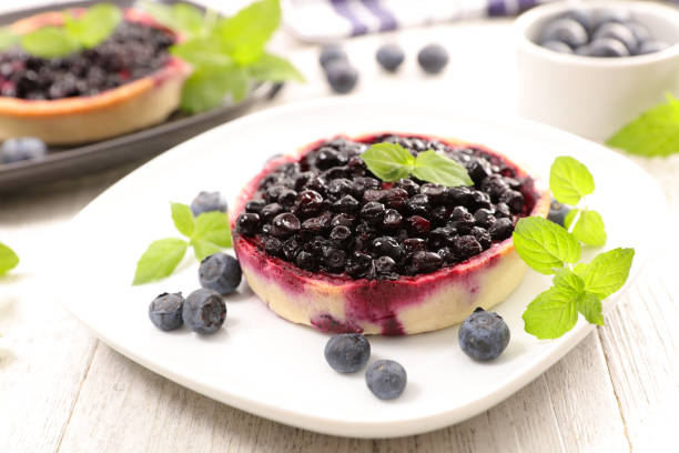 delicious blueberry tart and mint
