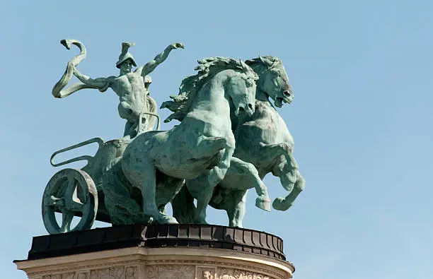 Symbolic figure of war - Heroe's square Budapest, Hungary