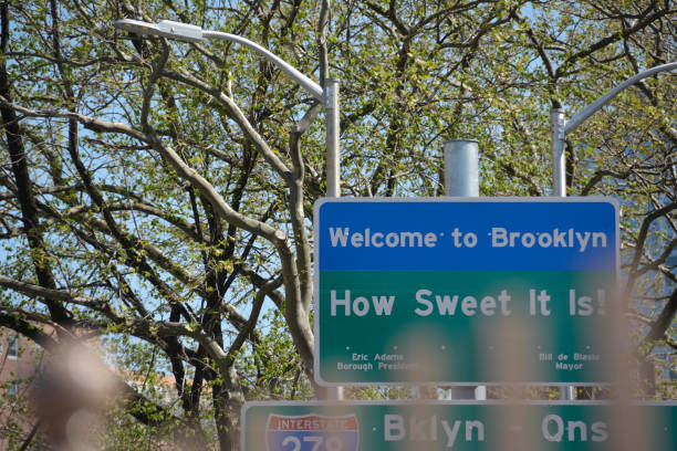 istock Welcome sign to Brooklyn after crossing the bridge 1241507940