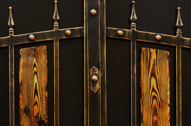 Beautiful metal gates with wooden elements