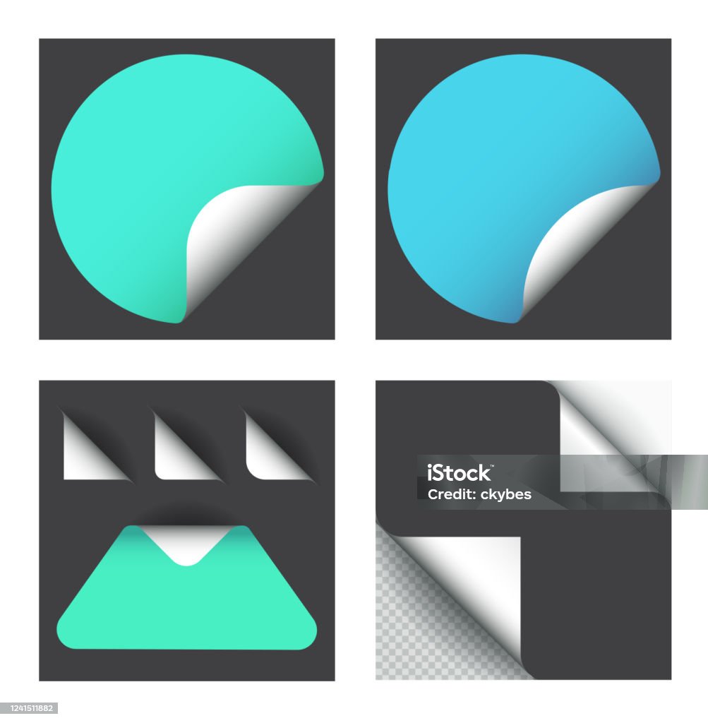 Vector Sticker Drop Shadow Set Of Vector Sticker With Paper Curl With Shadow Isolated With ...