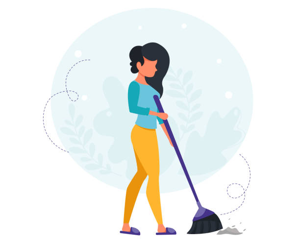 Ilustración de Mujer Barriendo El Suelo Concepto De Limpieza De La Casa Ama De Casa Limpiando La Casa Ilustración Vectorial En Un Estilo Plano y más Vectores Libres de Derechos de Personas - Ilustración de Mujer Barriendo El Suelo Concepto De Limpieza De La Casa Ama De Casa Limpiando La Casa Ilustración Vectorial En Un Estilo Plano y más Vectores Libres de Derechos de Personas -