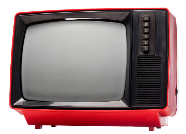 istock Retro old portable TV set isolated on white 1241589834
