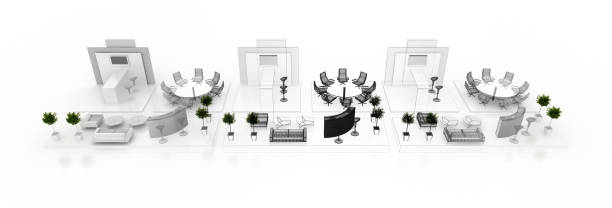 istock Corporate booth, isolated on white, with copy space. Original 3d rendering 1241598427