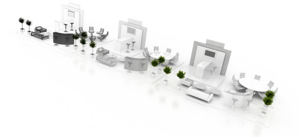 istock Corporate booth, isolated on white, with copy space. Original 3d rendering 1241598974