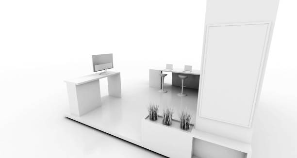 istock Corporate booth, isolated on white, with copy space. Original 3d rendering 1241600636