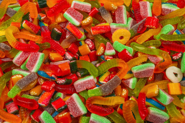 istock Assorted gummy candies. Top view. Jelly  sweets background. 1241618134