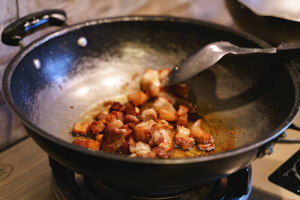 istock Deep fried crispy pork with skin cooking process 1241621460